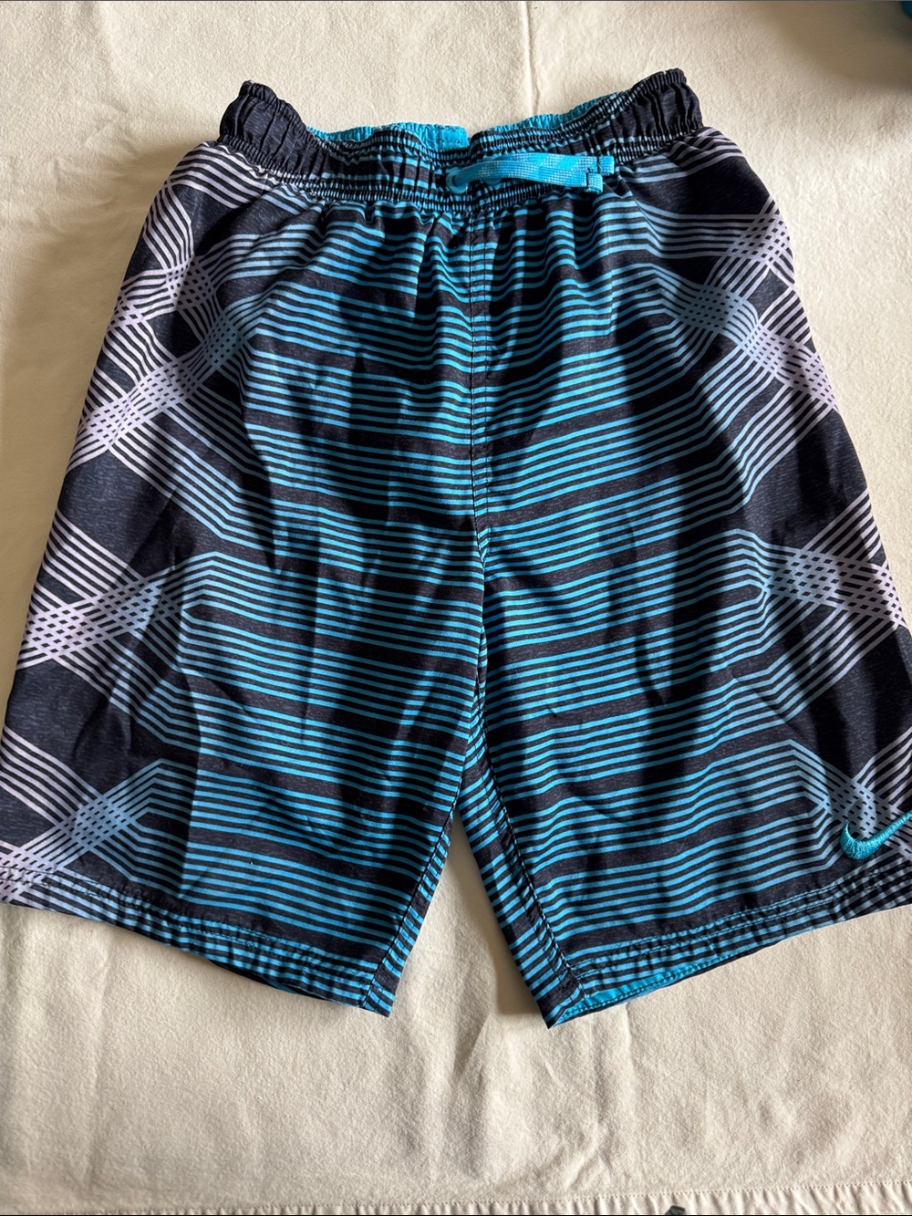 Nike Boys Blue & Black Striped Boardshorts /Swim Shorts